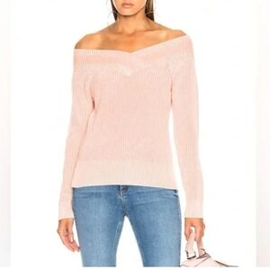 RAG & BONE Dawn Off The Shoulder Knit Sweater Ribbed Trim